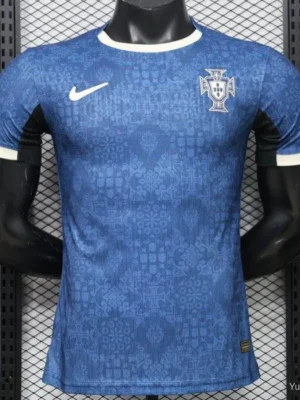 9 Version 2027 Portugal Away Blue with Jacquard Pattern Jersey