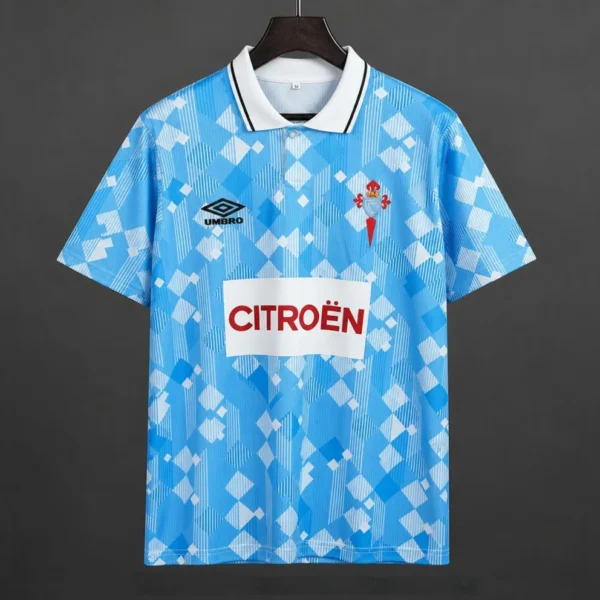 4 95-96 Celta de Vigo Light Blue with Diamond Pattern Home Jersey