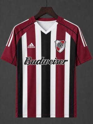 05-06 River Plate Away Maroon Stripes Jersey