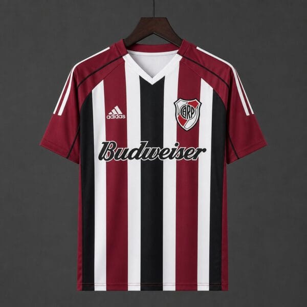 05-06 River Plate Away Maroon Stripes Jersey