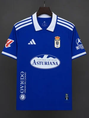 2 Real Oviedo Home Blue with White Collar Jersey