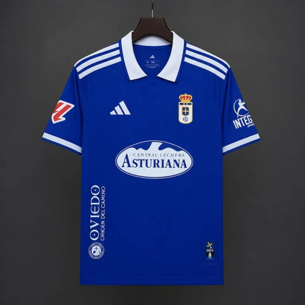 2 Real Oviedo Home Blue with White Collar Jersey