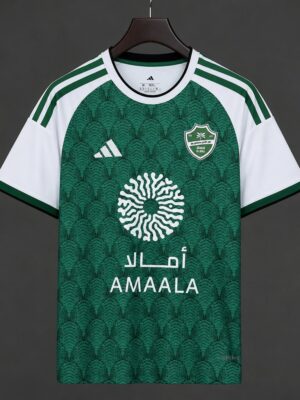 Al-Ahli Saudi FC Green with White Sleeve & Scale Pattern Home Jersey