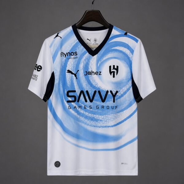 Al-Hilal White with Blue Swirl Pattern Away Jersey Al-Hilal White with Blue Swirl Pattern Away Jersey
