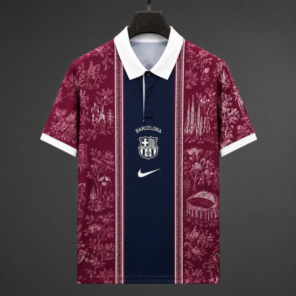 Barcelona Special Edition Burgundy Polo Collar Jersey Barcelona Special Edition Burgundy Polo Collar Jersey