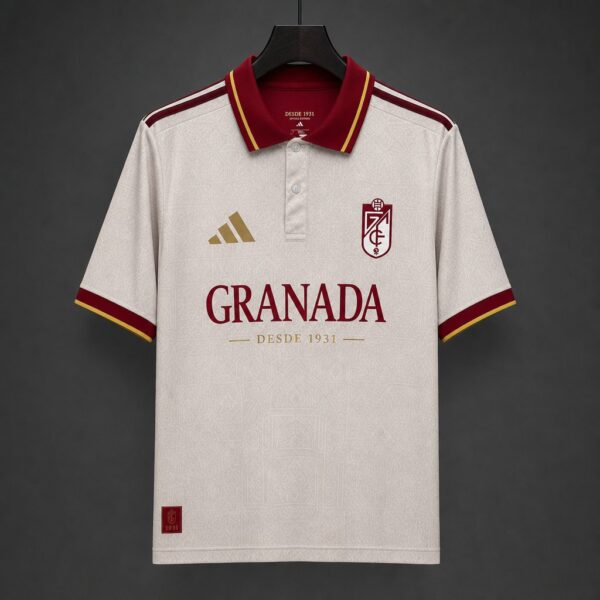 Granada CF 95th Anniversary Special Edition Off White Polo Jersey Granada CF 95th Anniversary Special Edition Off White Polo Jersey