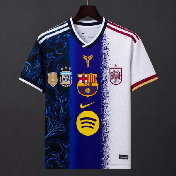 Messi Career Tribute Argentina Barcelona Spain Patchwork Special Fan Edition Jersey