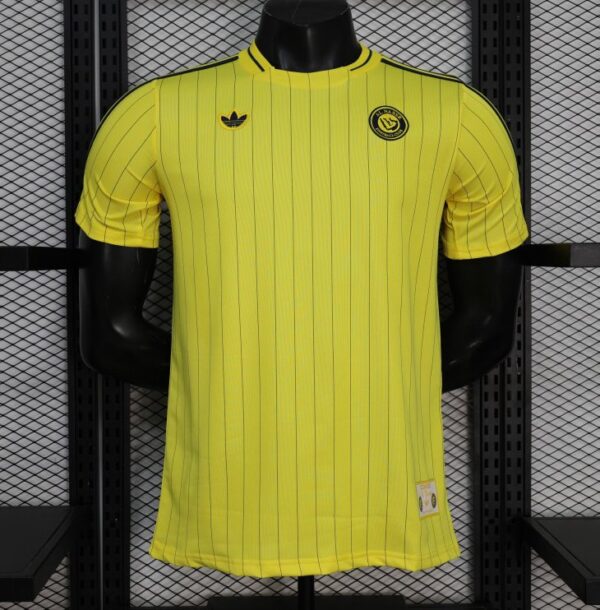 Player Version Al Nassr FC Yellow with Thin Black Pinstripes Jersey