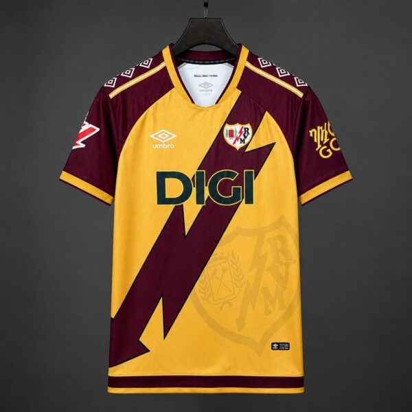 Rayo Vallecano Third Yellow Maroon Jersey