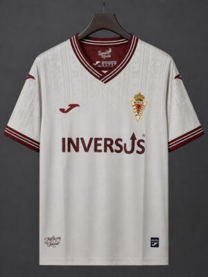 Real Murcia CF White with Maroon Baroque Pattern Away Jersey