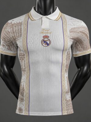 Version 26-27 Real Madrid x Air Dior Special White-Gold Polo Jersey Version 26-27 Real Madrid x Air Dior Special White-Gold Polo Jersey