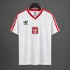 1982 Poland White with Red Stripes Home Jersey