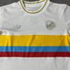 1990 Colombia White With Tricolor Stripes Away Jersey
