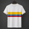1990 Colombia White With Tricolor Stripes Away Jersey