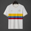 1990 Colombia White With Tricolor Stripes Away Jersey
