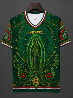 Mexico Special Edition Green with Virgin of Guadalupe and Aztec Pattern Jersey